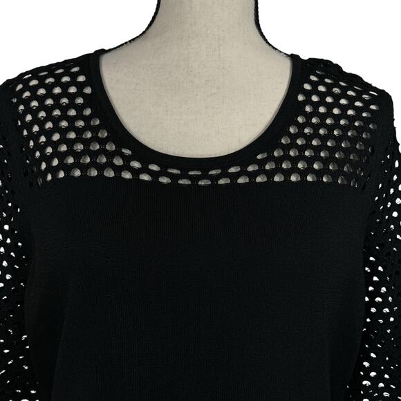 Calvin Klein X-Large Midi Sheath Sweater Dress 3/4 Sleeves Perforated Stretch - Picture 2 of 9